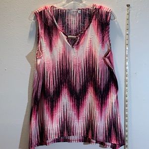 Notations. XL. Pink/black/white sleeveless top.
